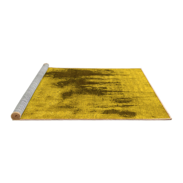 Sideview of Machine Washable Oriental Yellow Industrial Rug, wshurb1543yw