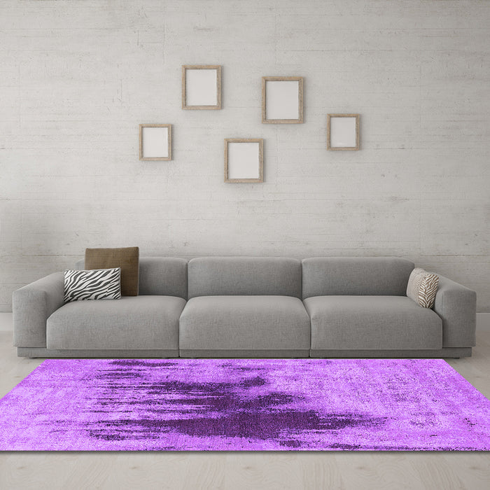 Machine Washable Oriental Purple Industrial Area Rugs in a Living Room, wshurb1543pur