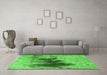 Machine Washable Oriental Green Industrial Area Rugs in a Living Room,, wshurb1543grn