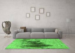 Machine Washable Oriental Green Industrial Area Rugs in a Living Room,, wshurb1543grn
