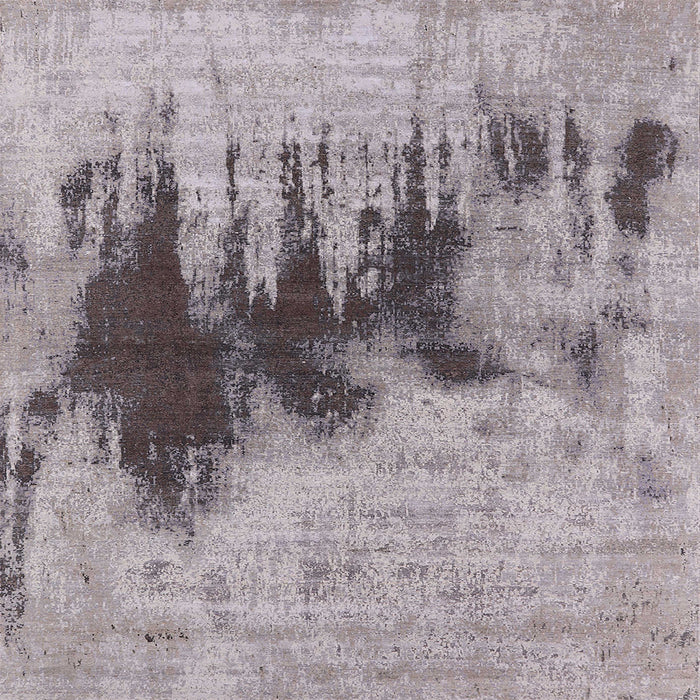 Square Mid-Century Modern Mauve Taupe Purple Oriental Rug, urb1543