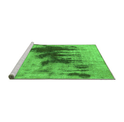 Sideview of Machine Washable Oriental Green Industrial Area Rugs, wshurb1543grn