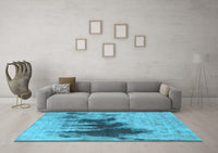 Machine Washable Oriental Light Blue Industrial Rug, wshurb1543lblu