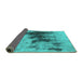 Sideview of Oriental Turquoise Industrial Rug, urb1543turq