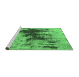 Sideview of Machine Washable Oriental Emerald Green Industrial Area Rugs, wshurb1543emgrn
