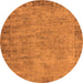 Round Machine Washable Oriental Orange Industrial Area Rugs, wshurb1544org