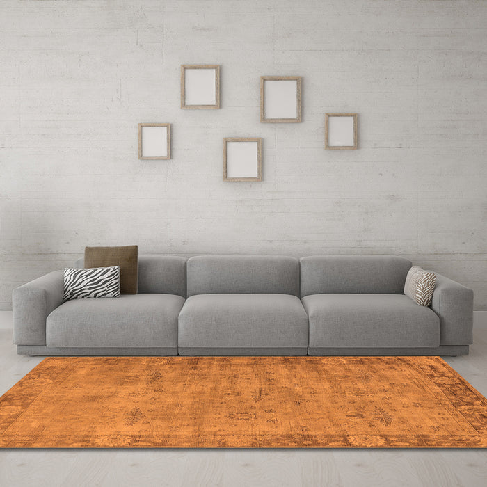 Machine Washable Oriental Orange Industrial Area Rugs in a Living Room, wshurb1544org