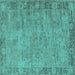 Square Oriental Turquoise Industrial Rug, urb1544turq