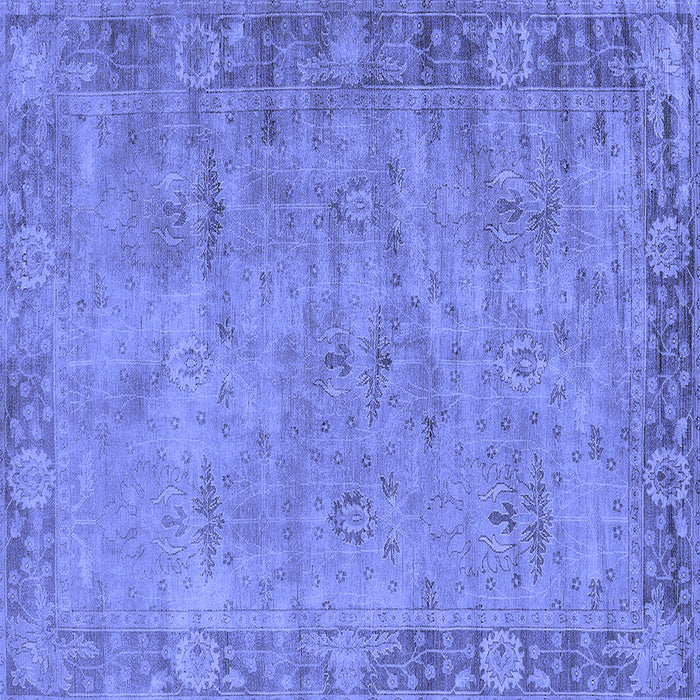 Square Machine Washable Oriental Blue Industrial Rug, wshurb1544blu