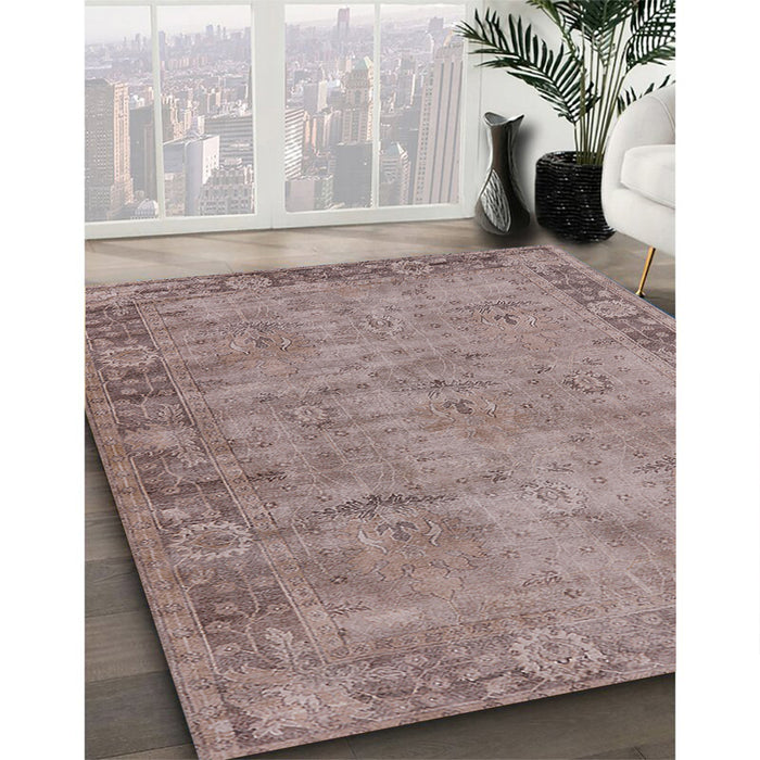 Mid-Century Modern Rose Purple Oriental Rug in Family Room, urb1544