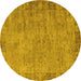 Round Oriental Yellow Industrial Rug, urb1544yw