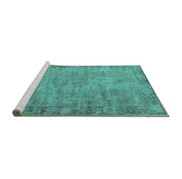 Sideview of Machine Washable Oriental Turquoise Industrial Area Rugs, wshurb1544turq