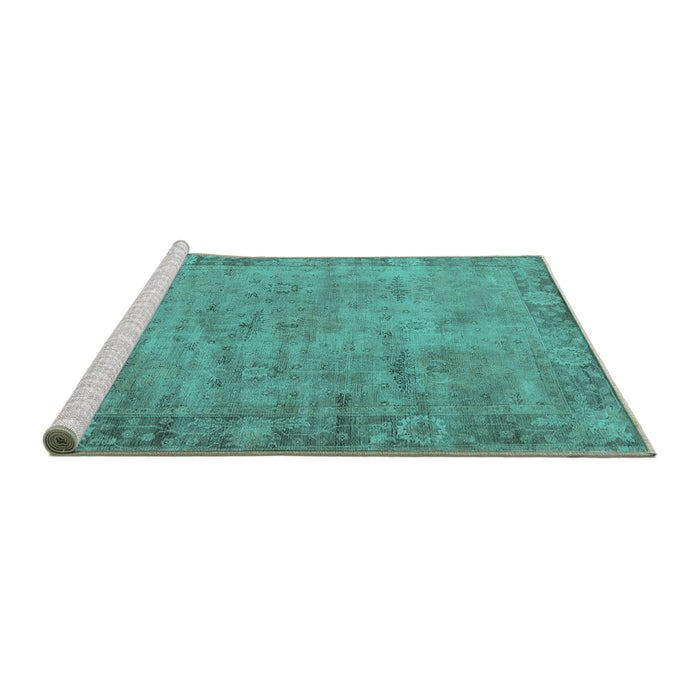 Sideview of Machine Washable Oriental Turquoise Industrial Area Rugs, wshurb1544turq