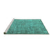 Sideview of Machine Washable Oriental Turquoise Industrial Area Rugs, wshurb1544turq