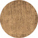 Round Machine Washable Oriental Brown Industrial Rug, wshurb1544brn