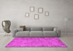 Machine Washable Oriental Pink Industrial Rug in a Living Room, wshurb1544pnk