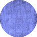 Round Oriental Blue Industrial Rug, urb1544blu