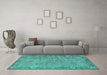 Machine Washable Oriental Turquoise Industrial Area Rugs in a Living Room,, wshurb1544turq