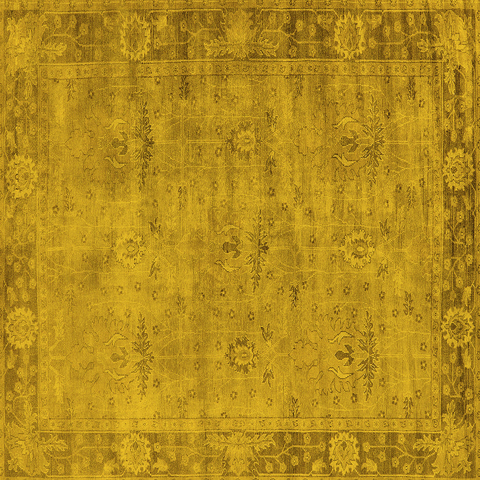 Square Machine Washable Oriental Yellow Industrial Rug, wshurb1544yw