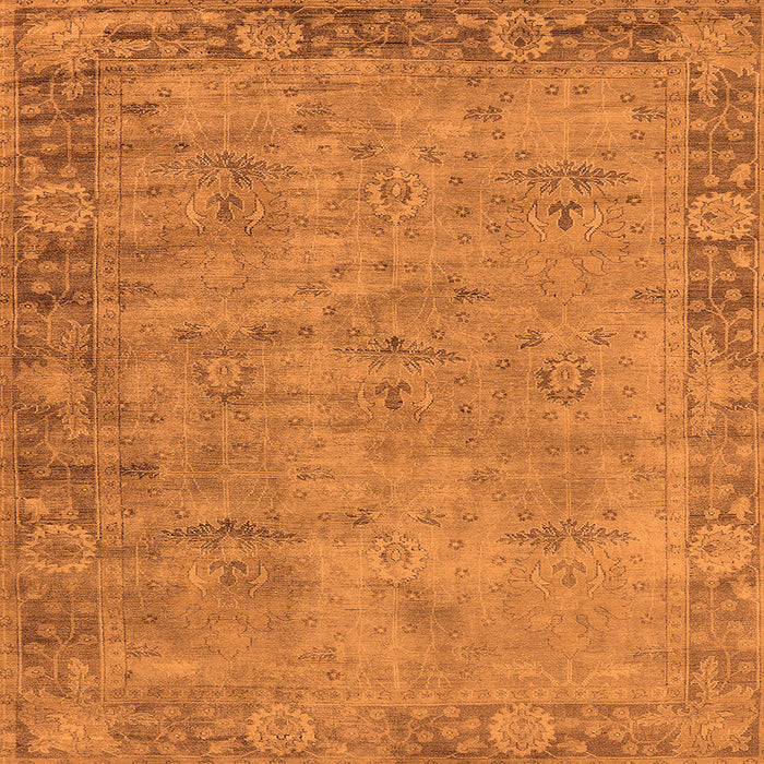 Square Machine Washable Oriental Orange Industrial Area Rugs, wshurb1544org