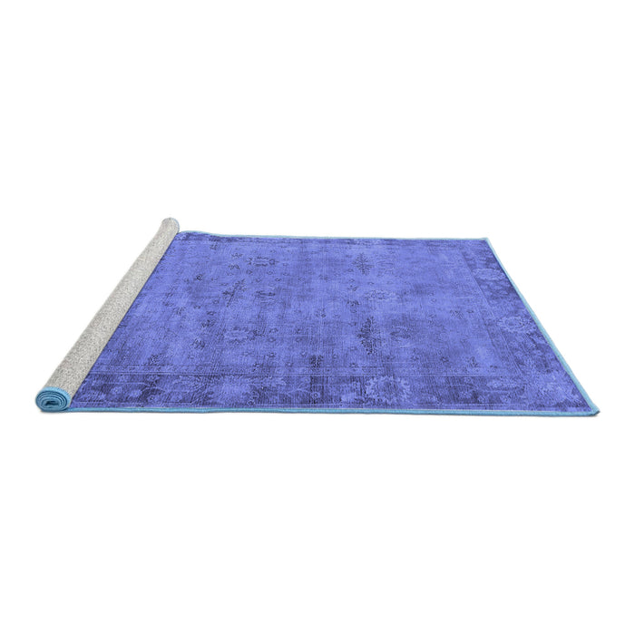 Sideview of Machine Washable Oriental Blue Industrial Rug, wshurb1544blu