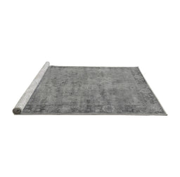 Sideview of Machine Washable Oriental Gray Industrial Rug, wshurb1544gry
