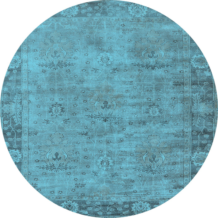 Round Oriental Light Blue Industrial Rug, urb1544lblu
