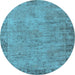 Round Oriental Light Blue Industrial Rug, urb1544lblu