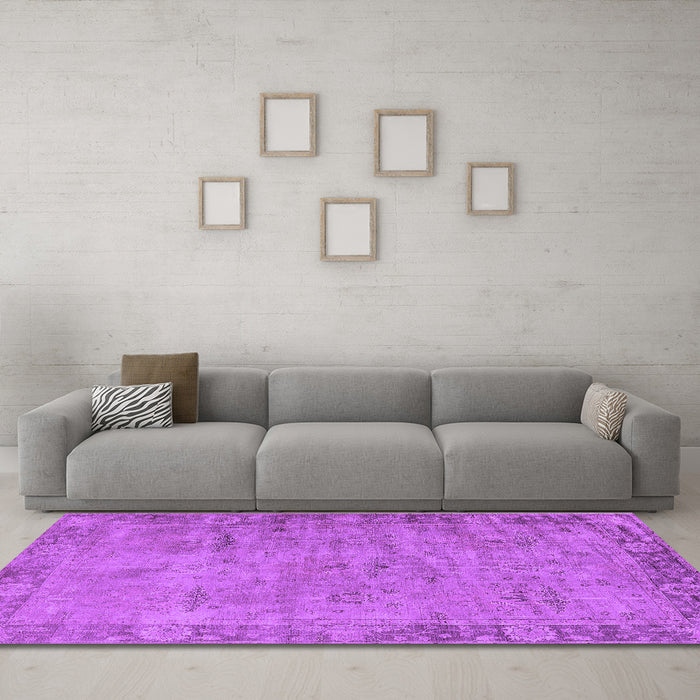 Machine Washable Oriental Purple Industrial Area Rugs in a Living Room, wshurb1544pur
