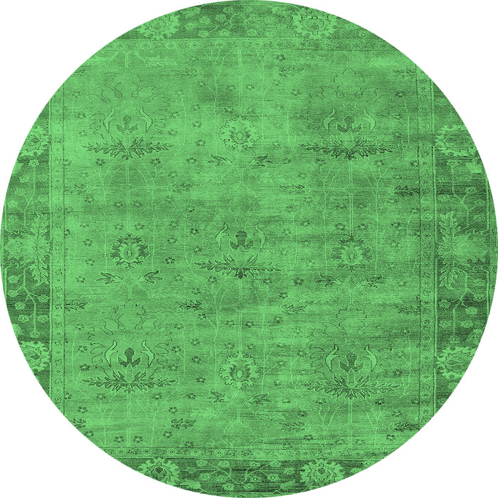 Round Oriental Emerald Green Industrial Rug, urb1544emgrn