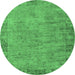 Round Oriental Emerald Green Industrial Rug, urb1544emgrn