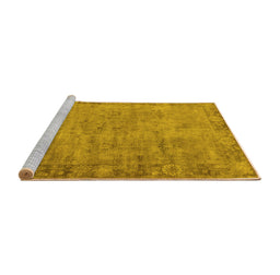 Sideview of Machine Washable Oriental Yellow Industrial Rug, wshurb1544yw