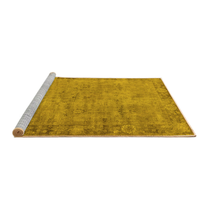 Sideview of Machine Washable Oriental Yellow Industrial Rug, wshurb1544yw