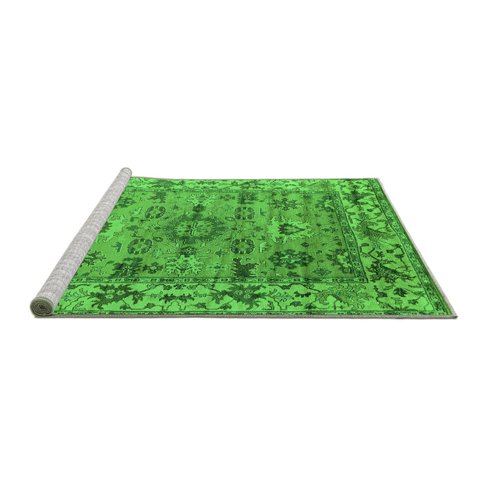 Sideview of Machine Washable Oriental Green Industrial Area Rugs, wshurb1545grn