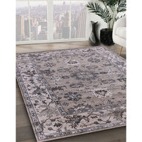 Mid-Century Modern Silver Pink Oriental Rug, urb1545