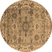 Round Oriental Brown Industrial Rug, urb1545brn