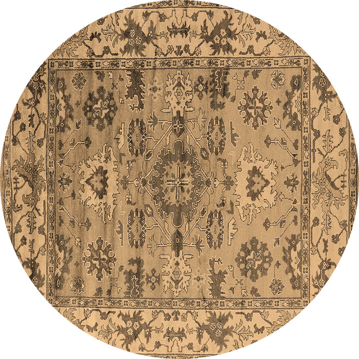 Round Machine Washable Oriental Brown Industrial Rug, wshurb1545brn