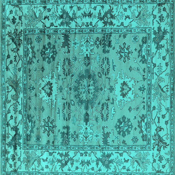 Square Machine Washable Oriental Turquoise Industrial Area Rugs, wshurb1545turq