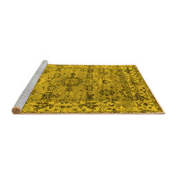 Sideview of Machine Washable Oriental Yellow Industrial Rug, wshurb1545yw