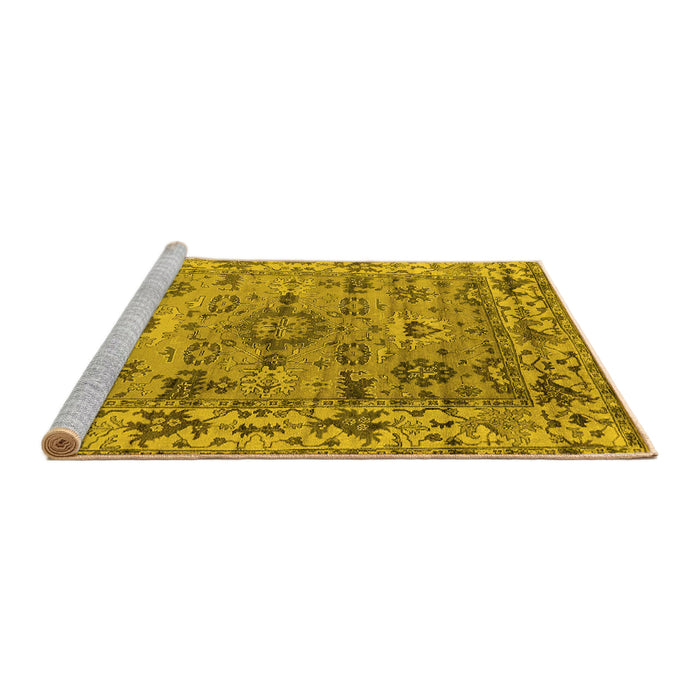 Sideview of Machine Washable Oriental Yellow Industrial Rug, wshurb1545yw