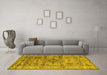 Machine Washable Oriental Yellow Industrial Rug in a Living Room, wshurb1545yw