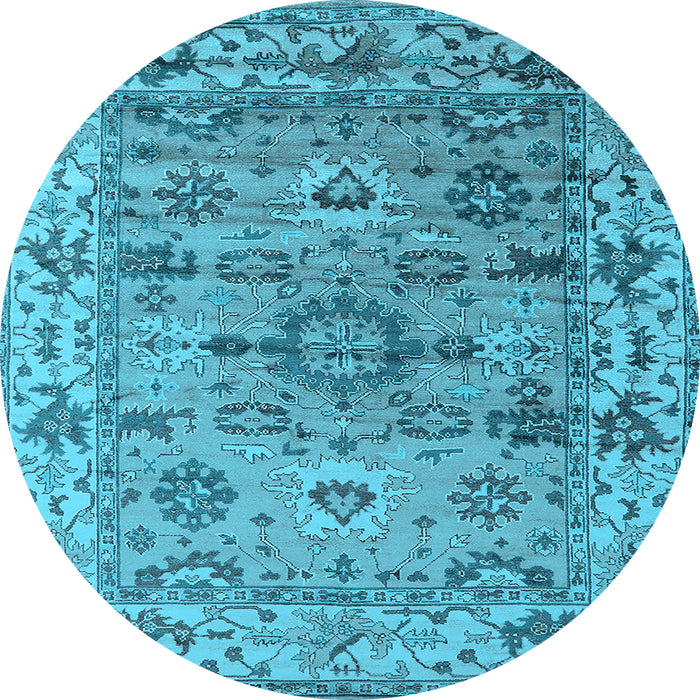 Round Oriental Light Blue Industrial Rug, urb1545lblu