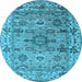 Round Oriental Light Blue Industrial Rug, urb1545lblu