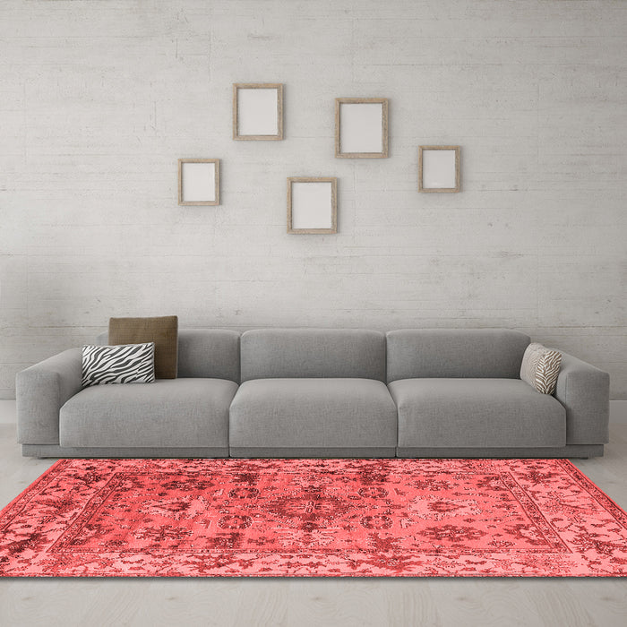Industrial Red Washable Rugs