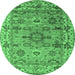 Round Oriental Emerald Green Industrial Rug, urb1545emgrn