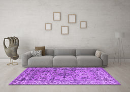 Machine Washable Oriental Purple Industrial Area Rugs in a Living Room, wshurb1545pur