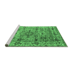 Sideview of Machine Washable Oriental Emerald Green Industrial Area Rugs, wshurb1545emgrn