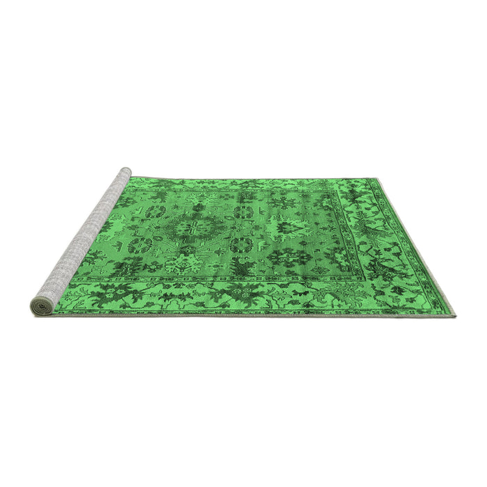 Sideview of Machine Washable Oriental Emerald Green Industrial Area Rugs, wshurb1545emgrn