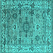 Square Oriental Turquoise Industrial Rug, urb1545turq