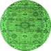 Round Oriental Green Industrial Rug, urb1545grn